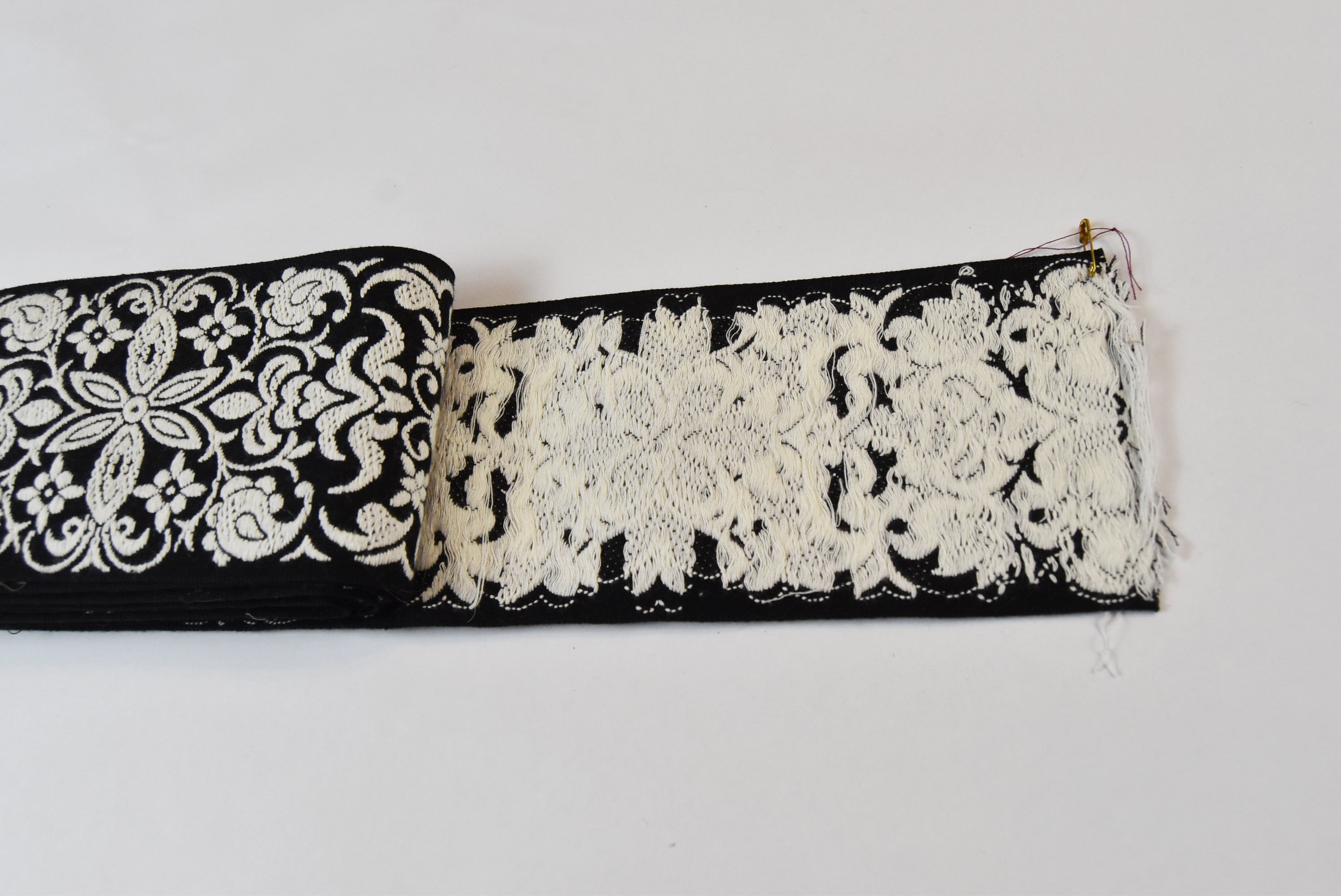 Wide Floral Embroidered Lace Trim