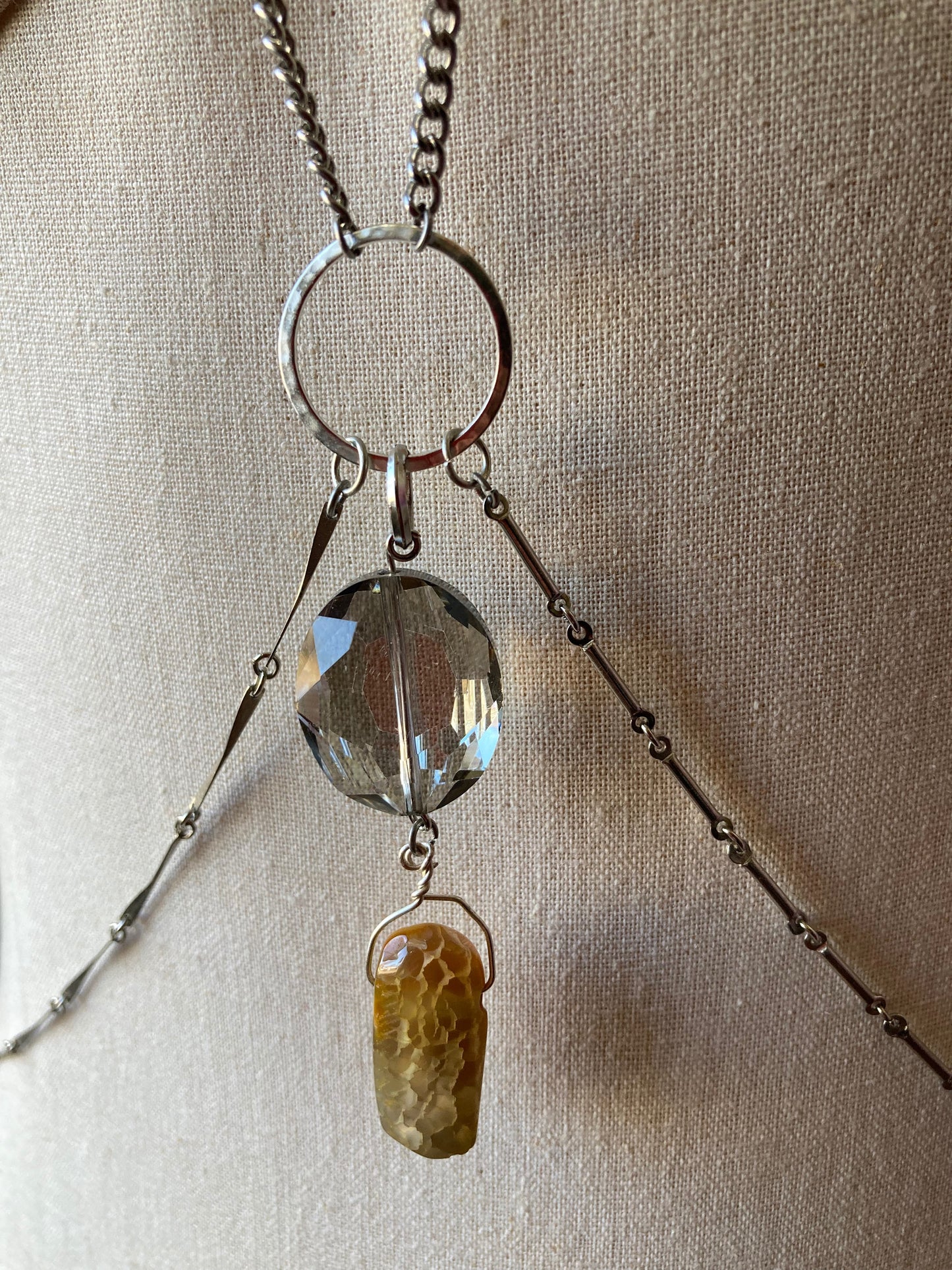 Body Chain - Crystal and agate - Silver