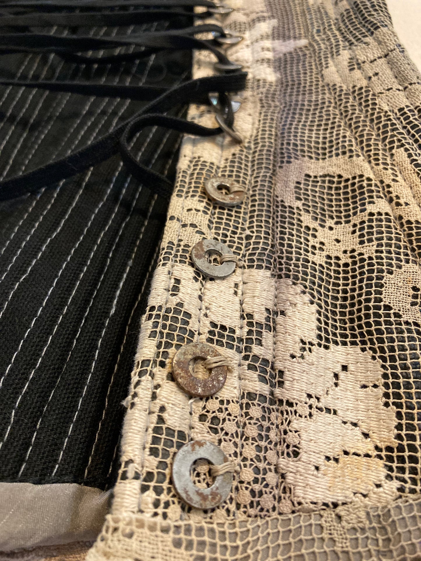 Corset Cotton Lace - wooden busk