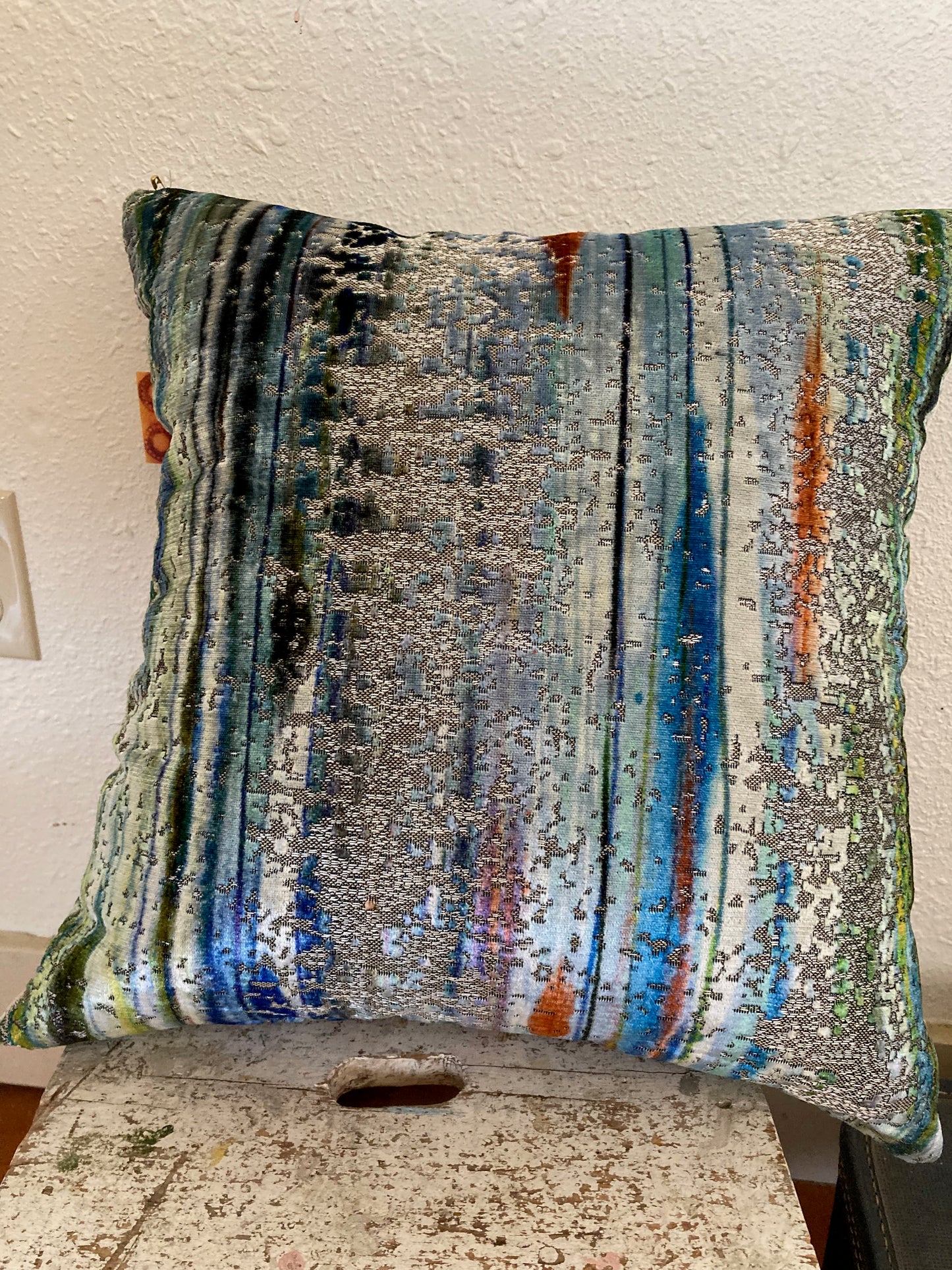 Fish print velvet pillow