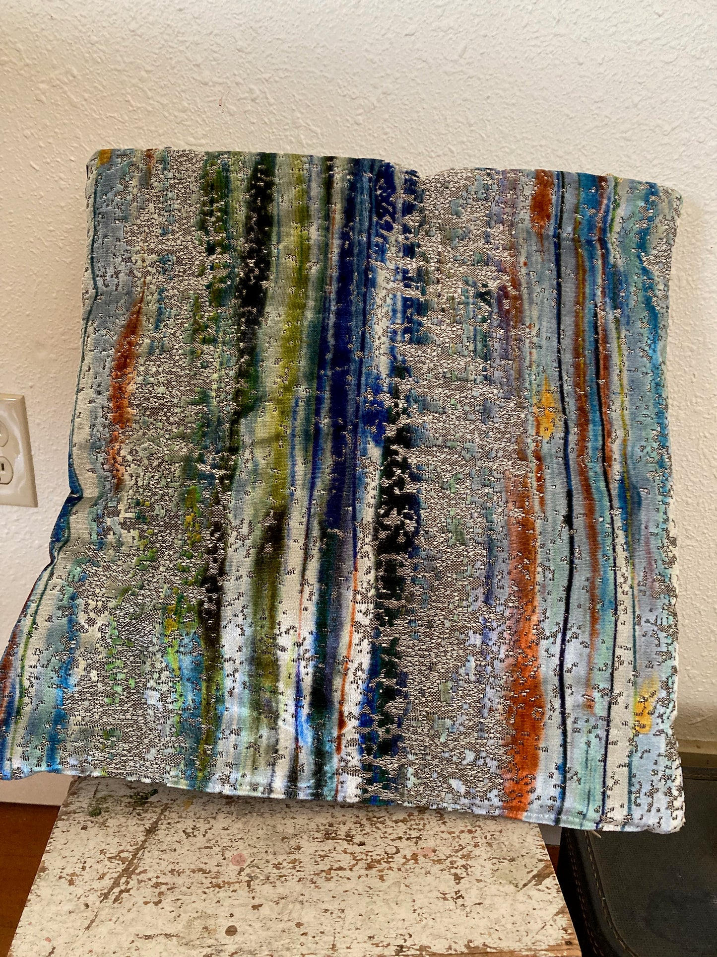 Fish print velvet pillow