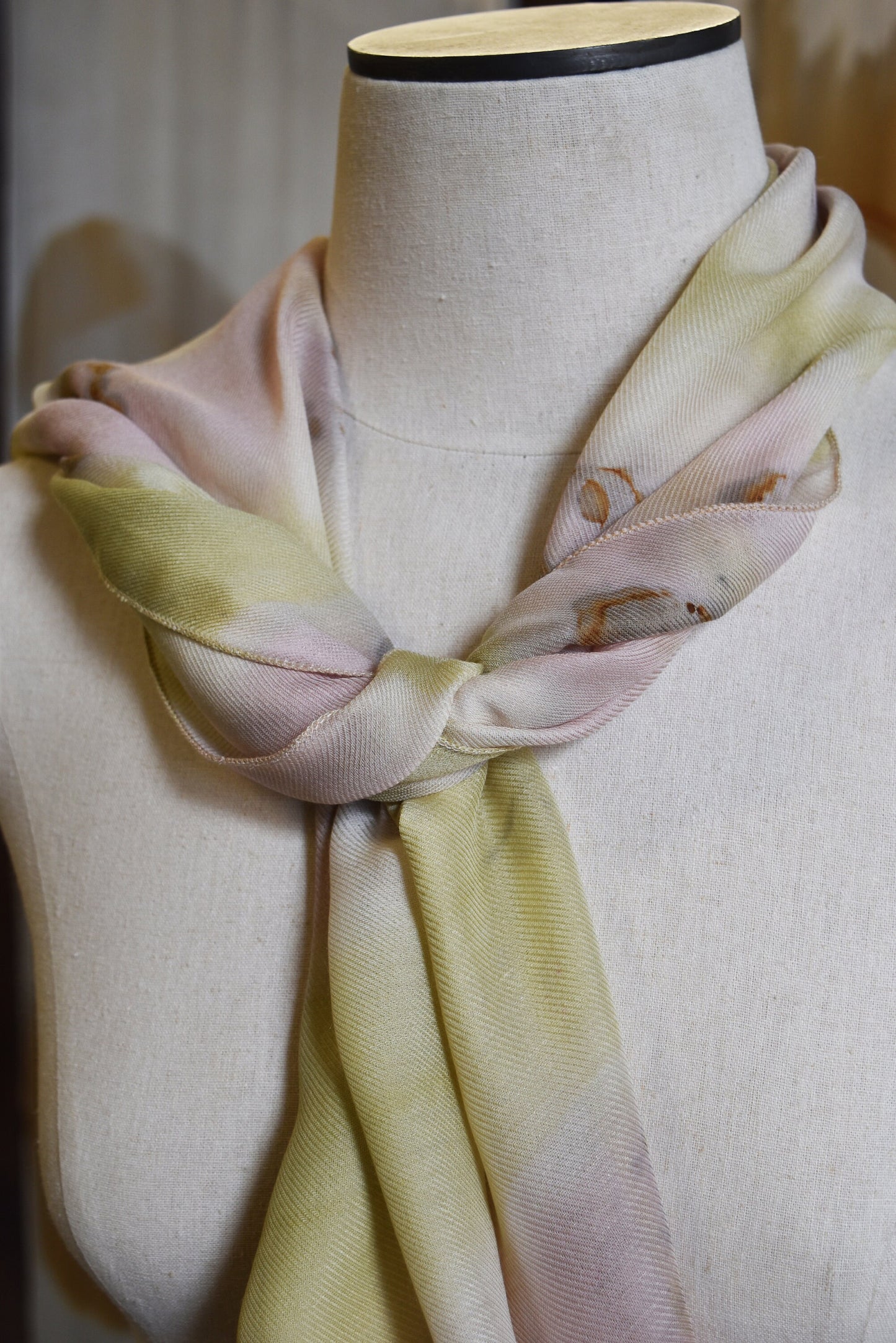 Pink Stripe Scarf, natural dyed, textile