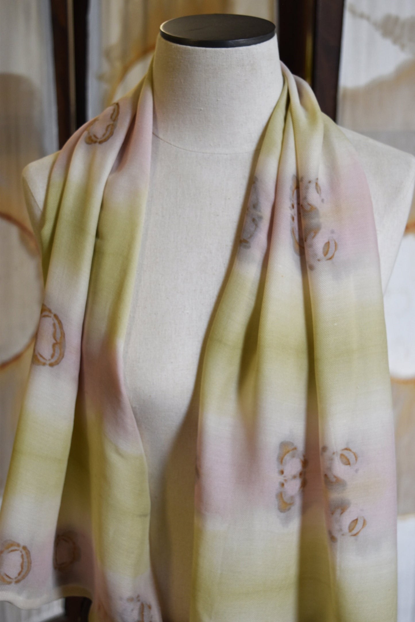Pink Stripe Scarf, natural dyed, textile