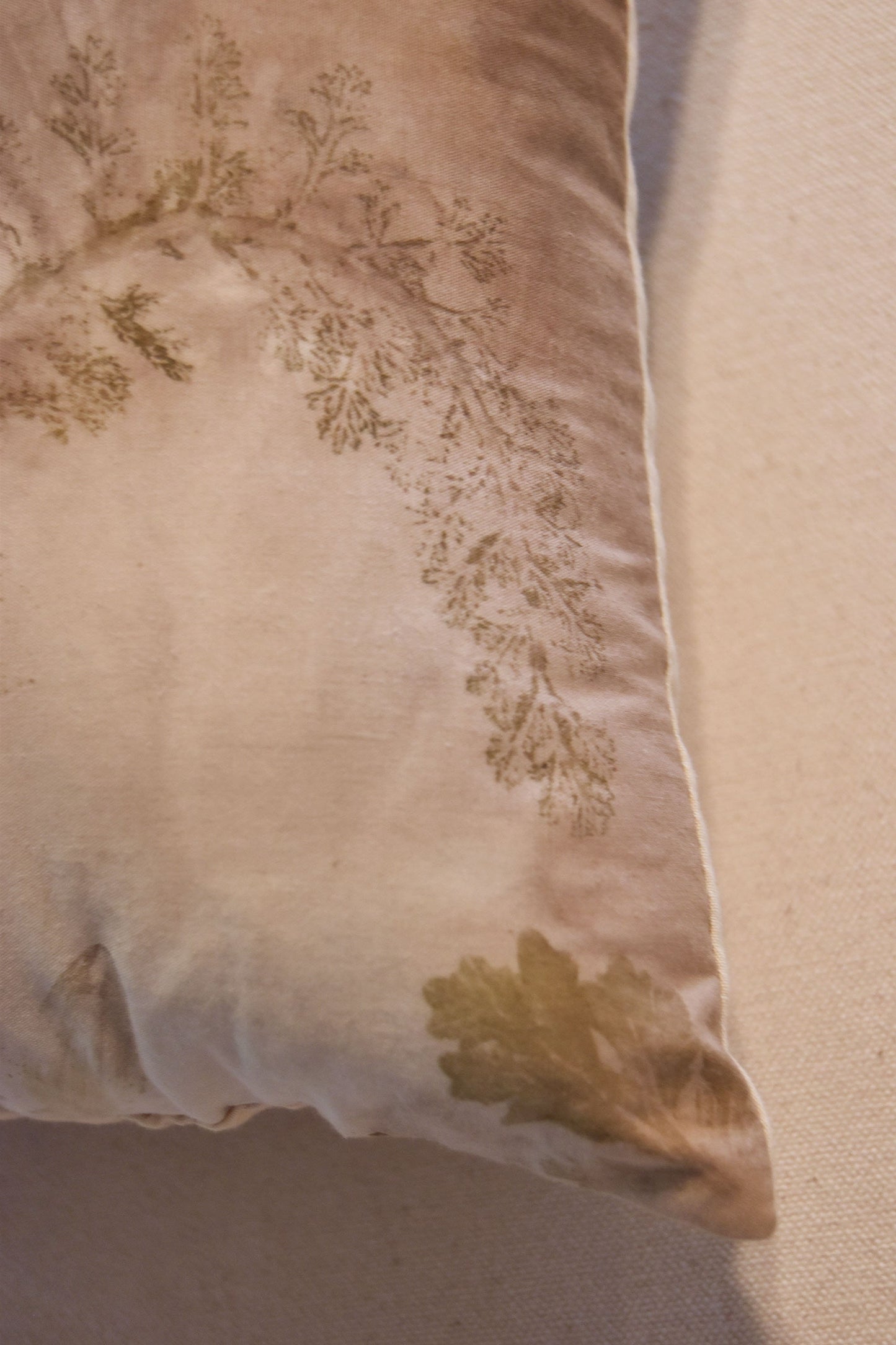 Tataki zome Pillow - Botanical Print- Natural dye