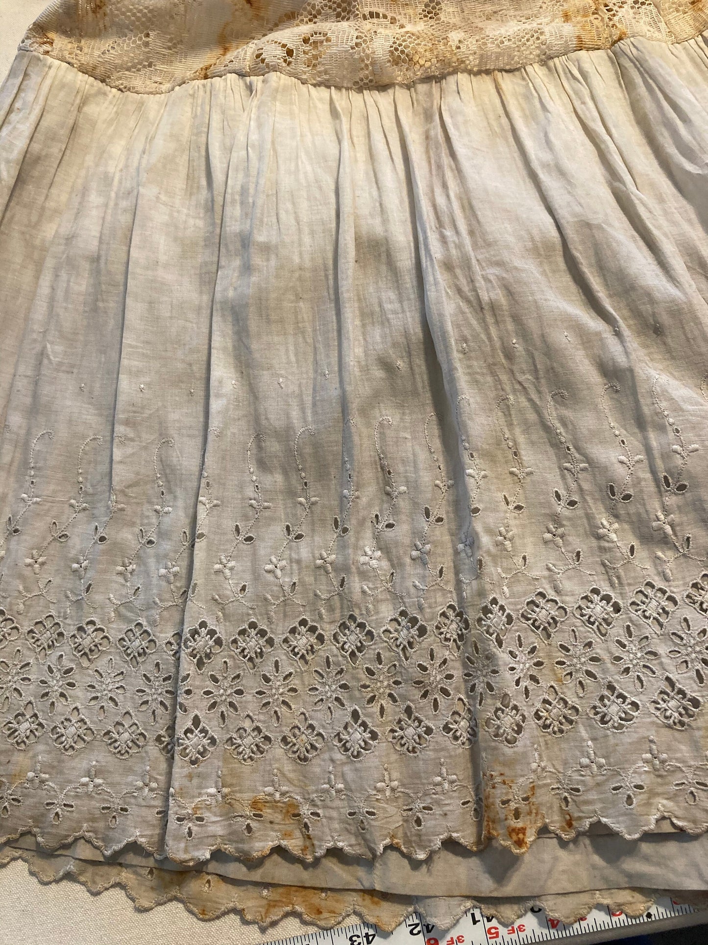 Lace petticoat- full length - repurposed material - rust printed