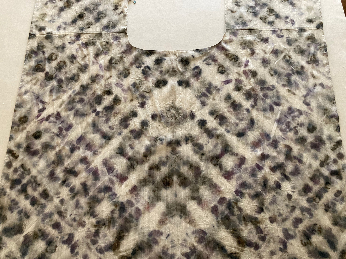 Poncho - Shawl - natural dyed, botanical print- hollyhock