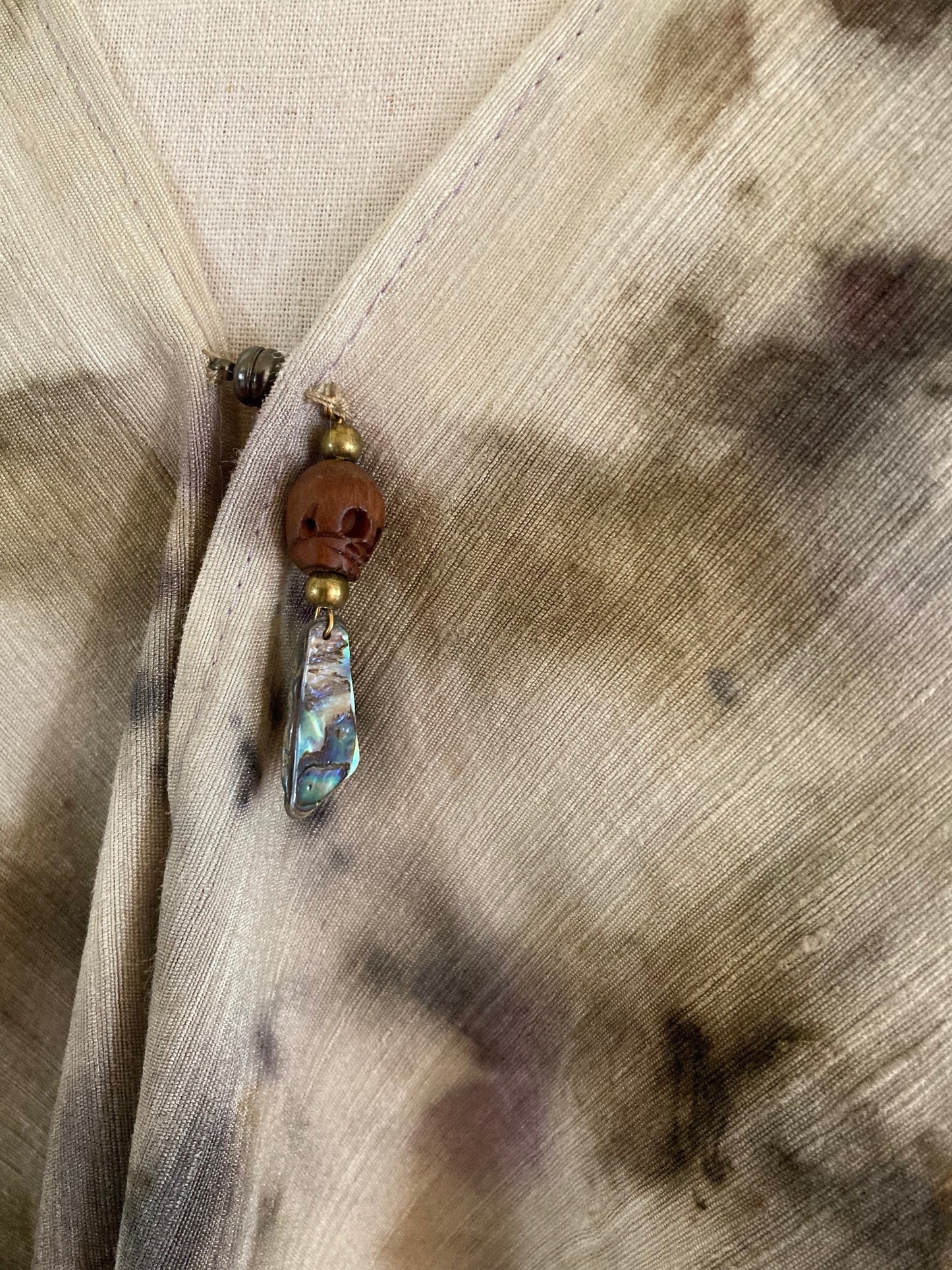 Poncho - Shawl - natural dyed, botanical print- hollyhock