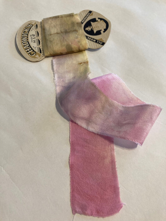Silk Ribbon, natural dyed, rust printed