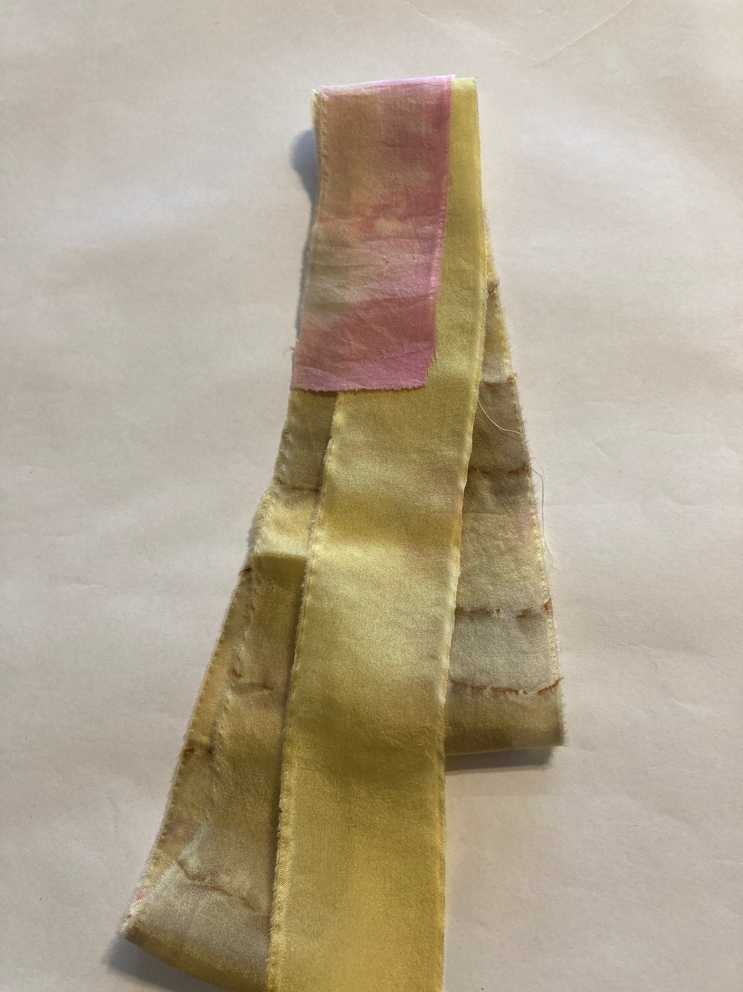 Silk Ribbon, natural dyed, rust printed