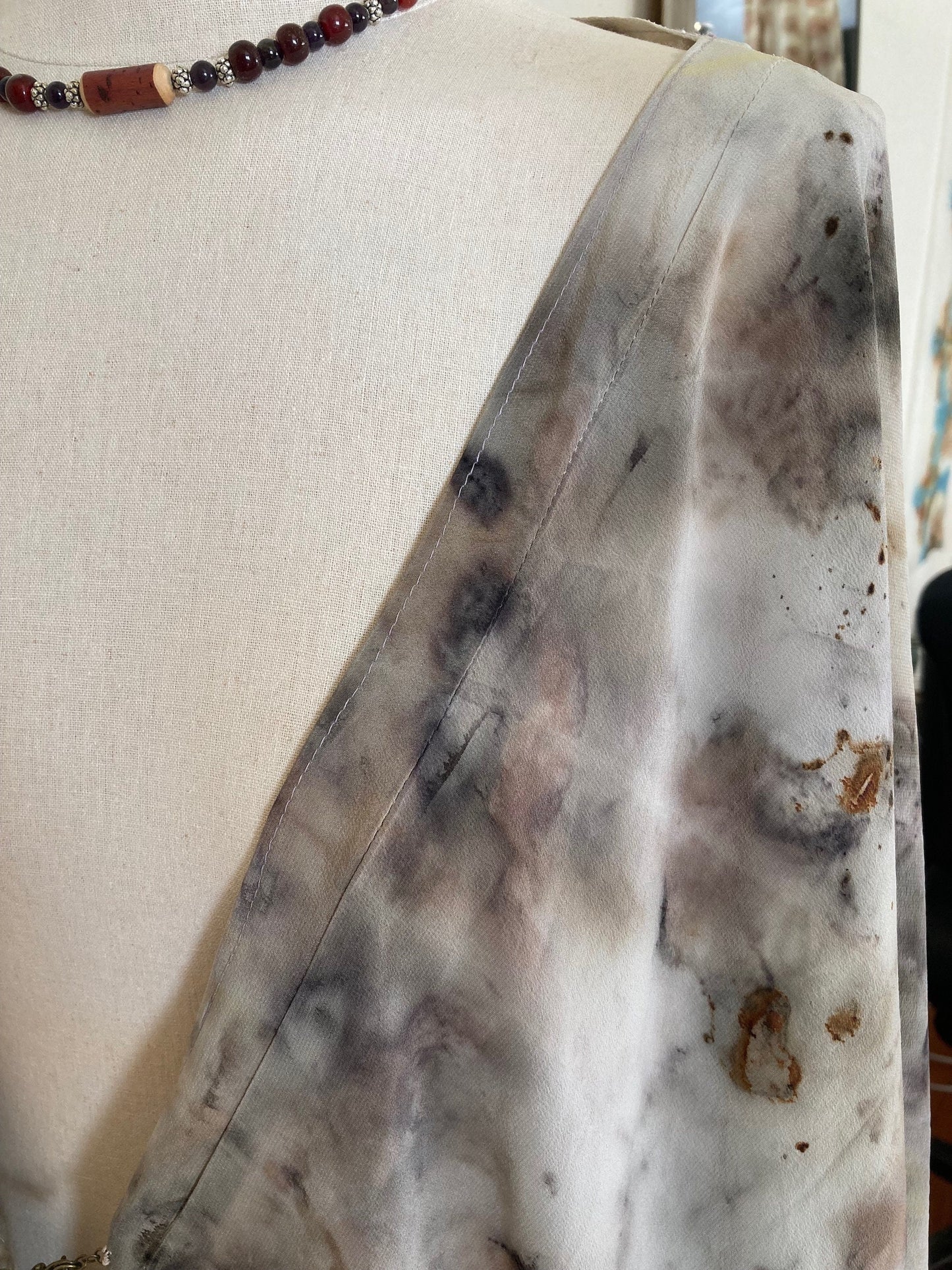 Botanical Print Poncho - natural dyed