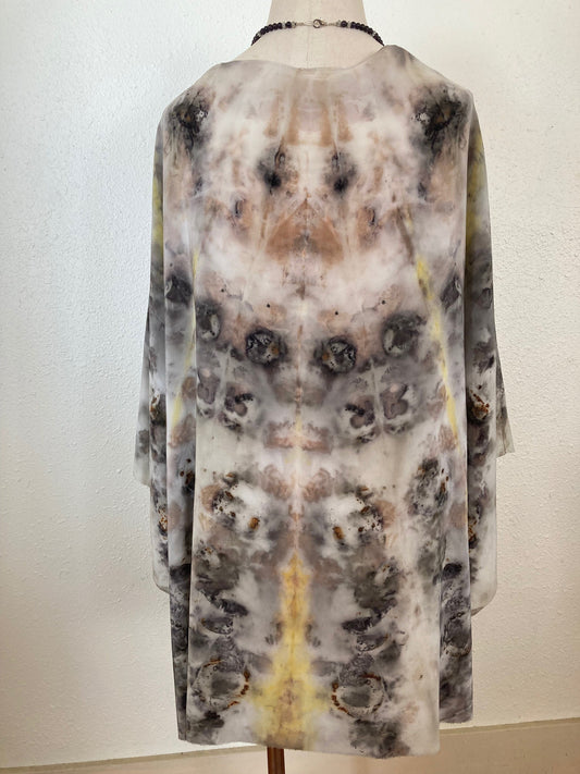 Botanical Print Poncho - natural dyed