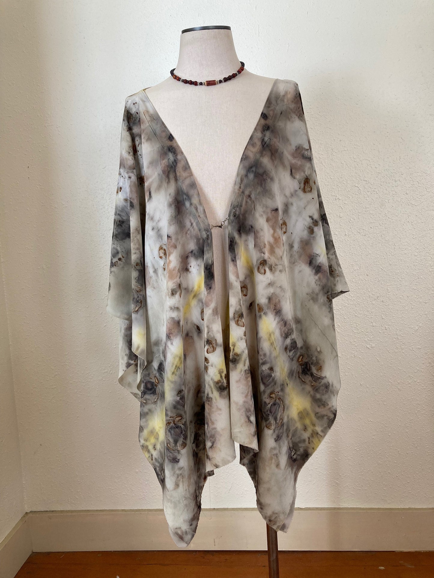 Botanical Print Poncho - natural dyed