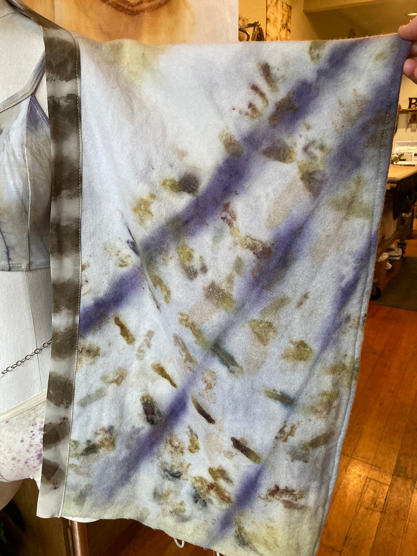 Wool Poncho -Botanical Print