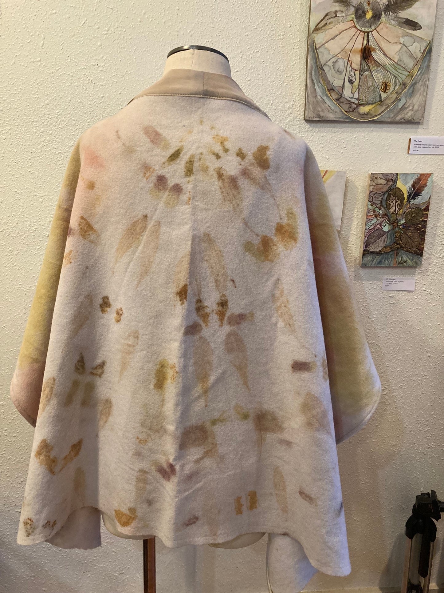 Wool Poncho -Botanical Print