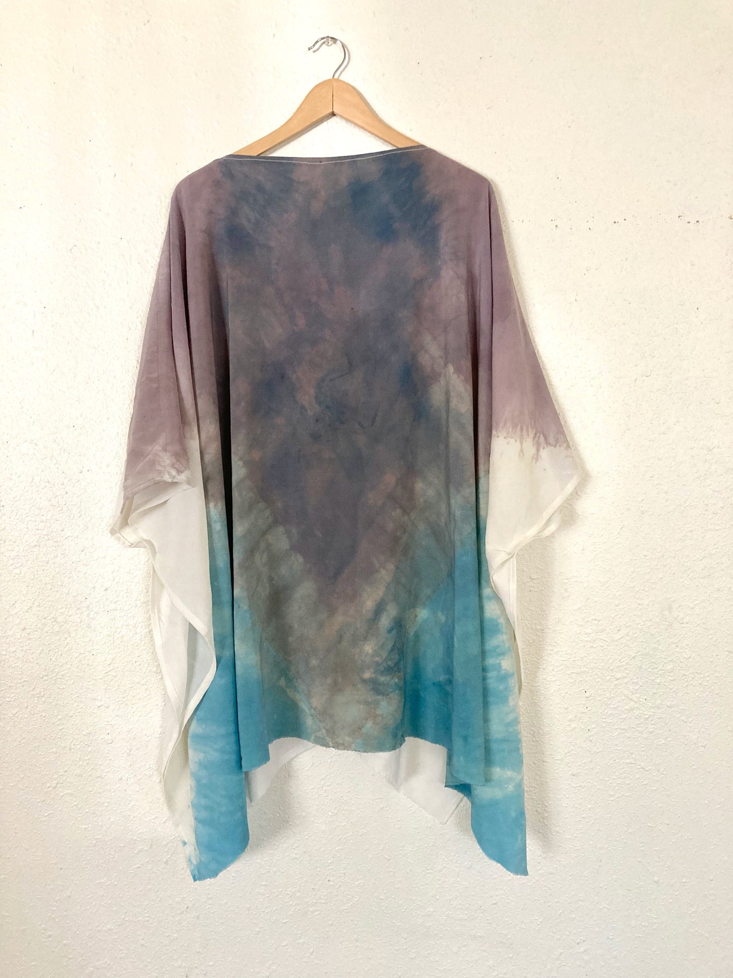 Silk Poncho / Shawl- indigo - shibori