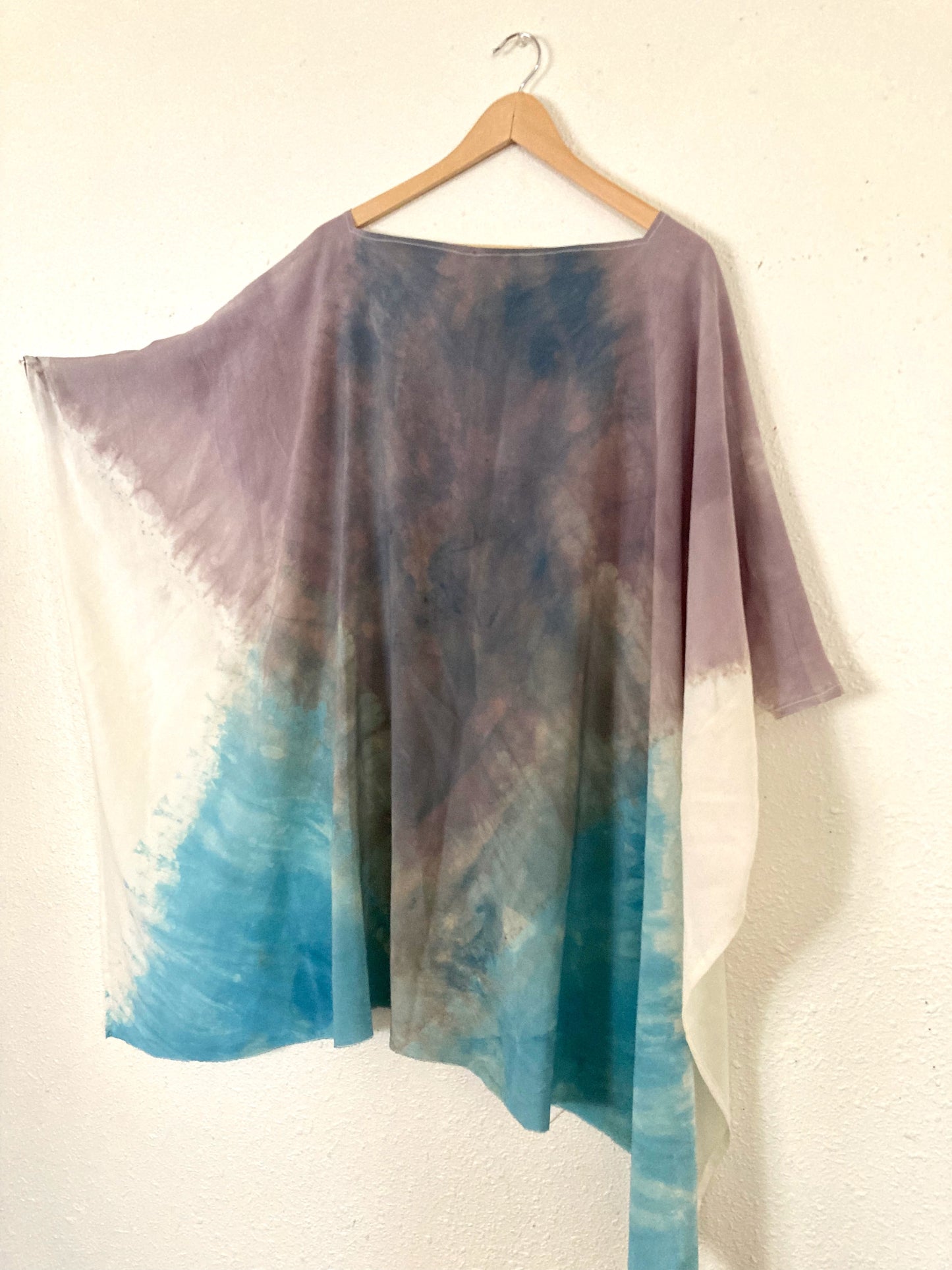 Silk Poncho / Shawl- indigo - shibori