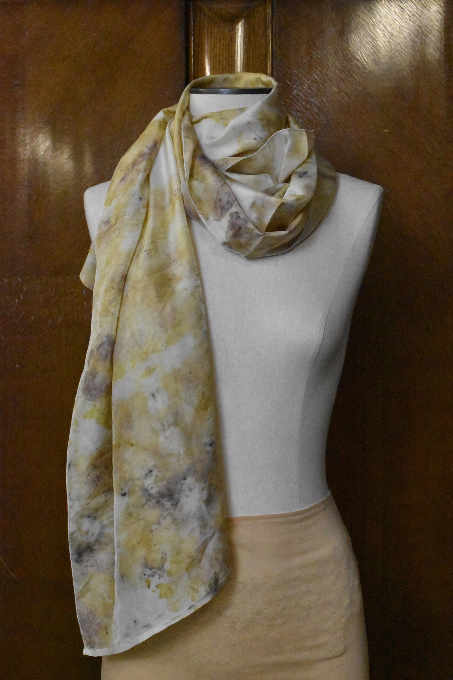 Rose Quartz Silk Scarf, Natual dyed, Composted