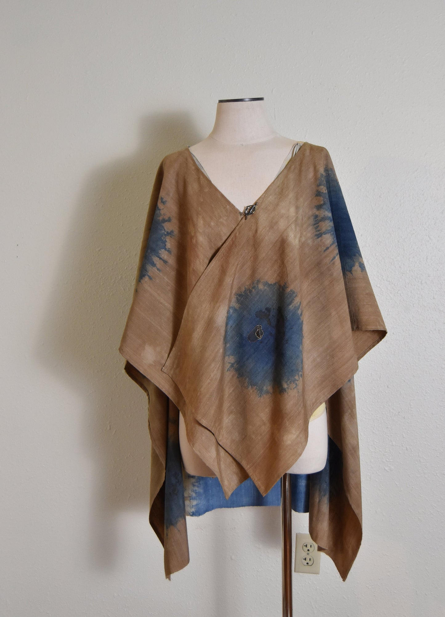 Natural Dyed Shawl - silk - indigo- shibori