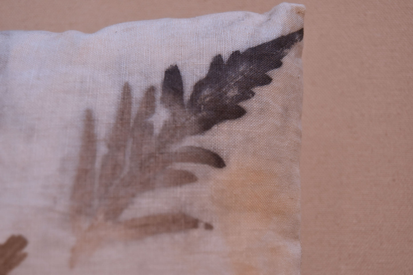 Tataki zome pillow- botanical print- organic textile