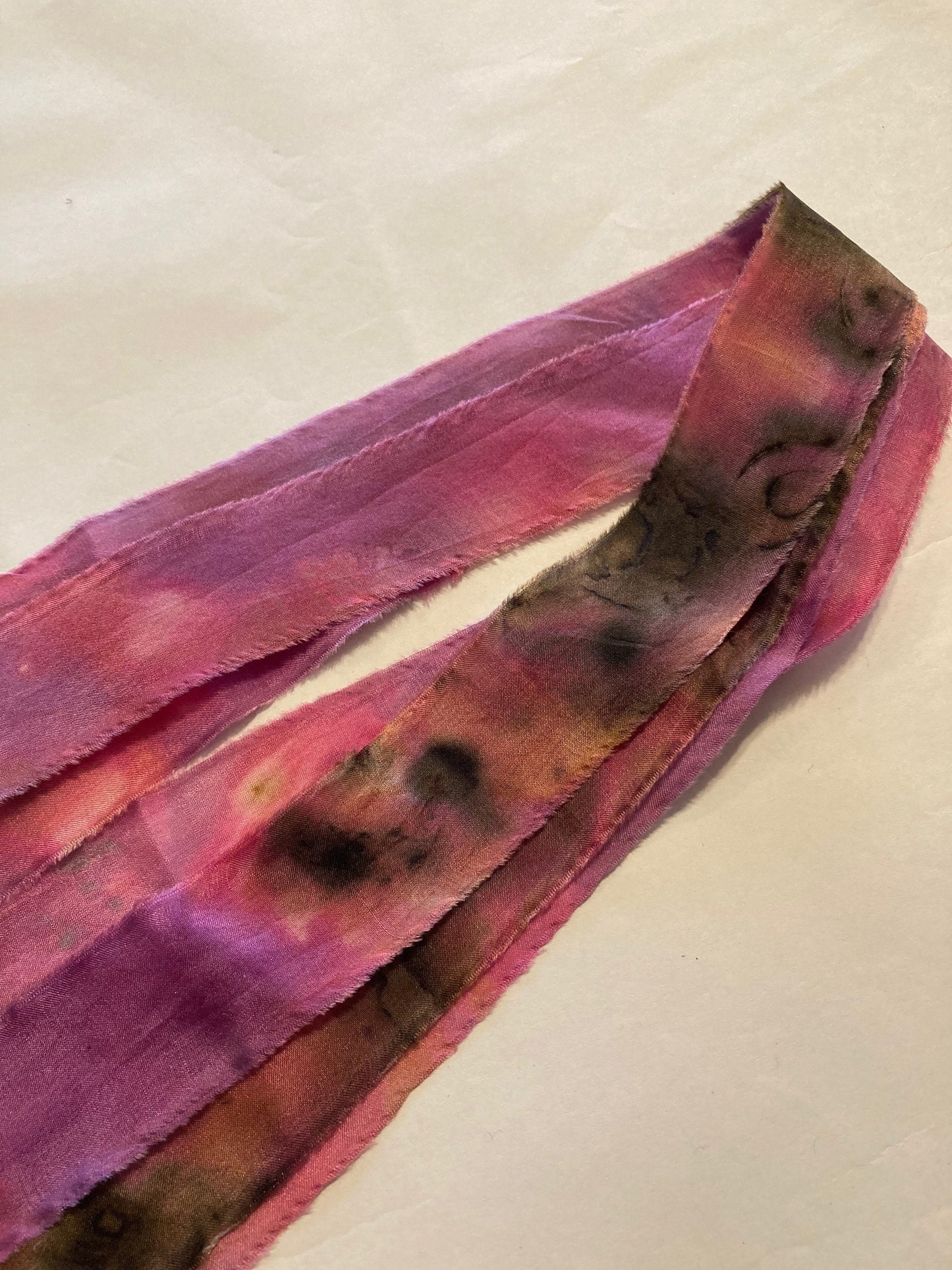 Silk Ribbon, botanical print, natural dye