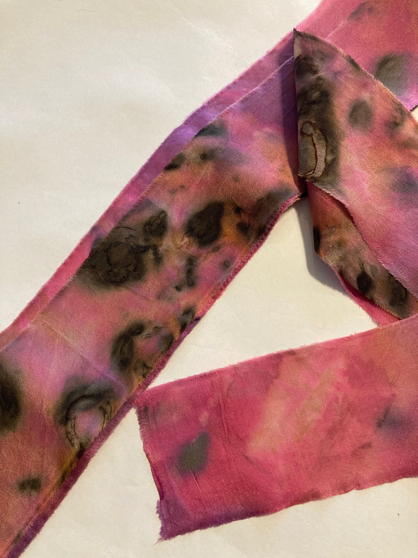 Silk Ribbon, botanical print, natural dye