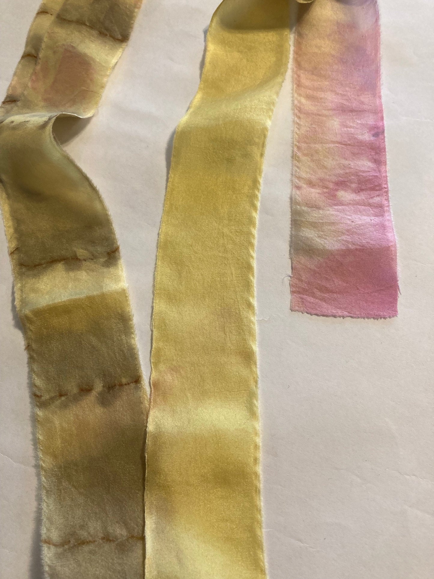 Silk Ribbon, natural dyed, rust printed